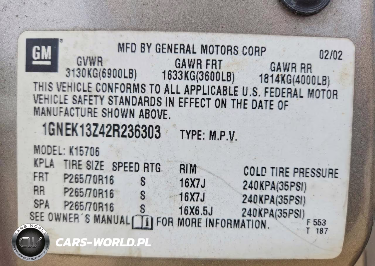 2002 Chevrolet Tahoe VIN:1GNEK13Z42R236303 - 14