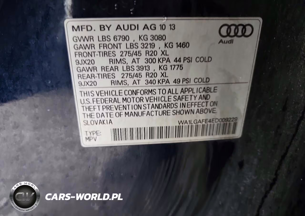2014 Audi Q7 VIN:WA1LGAFE4ED009229 - 13
