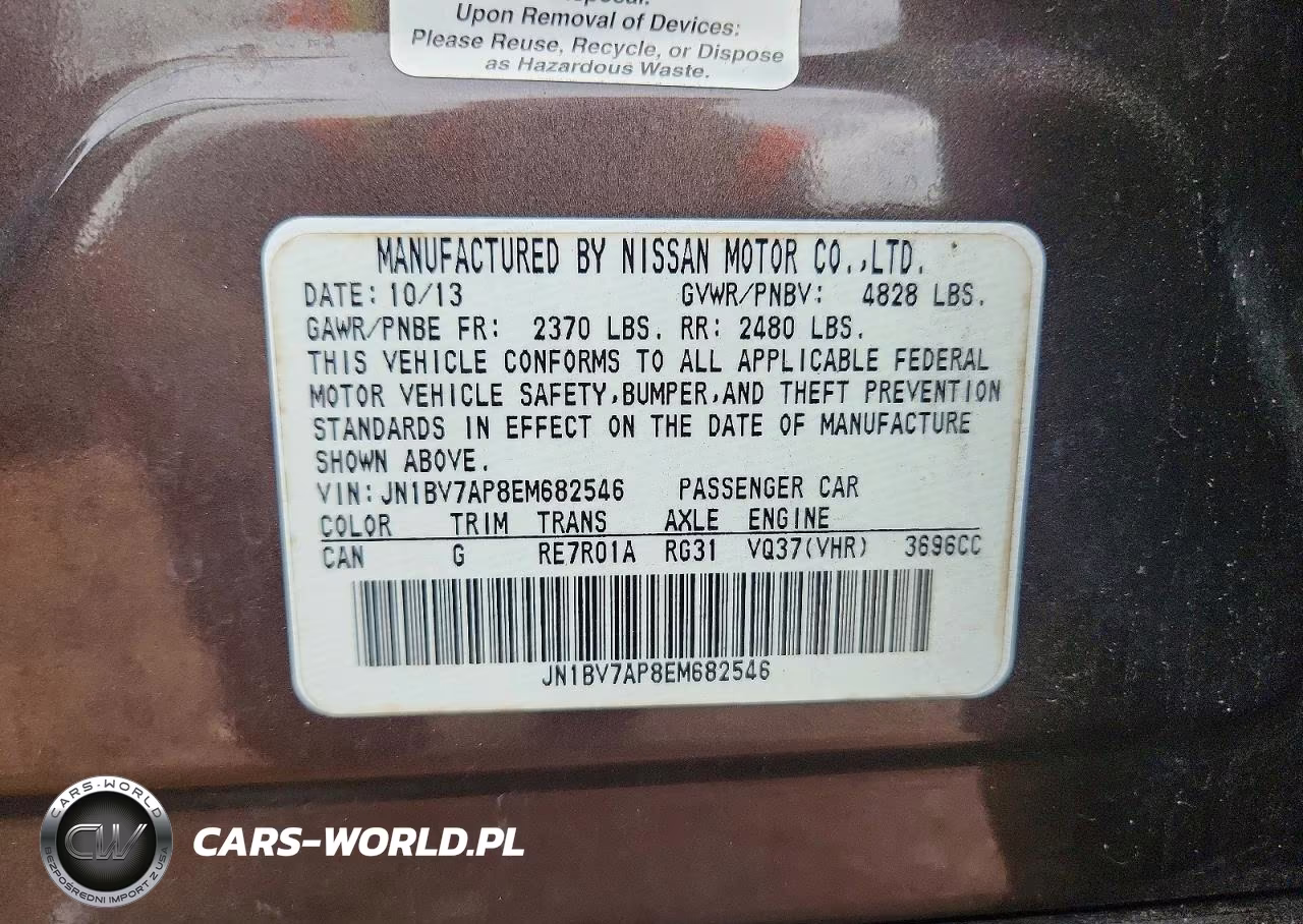 2014 Infiniti Q50 VIN:JN1BV7AP8EM682546 - 11
