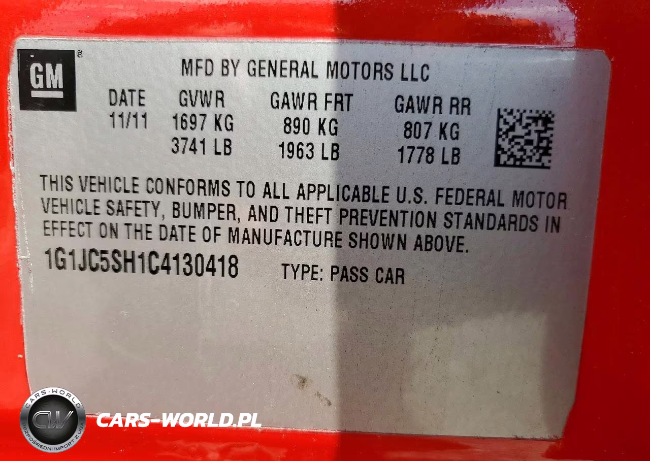 2012 Chevrolet Sonic Lt VIN:1G1JC5SH1C4130418 - 12