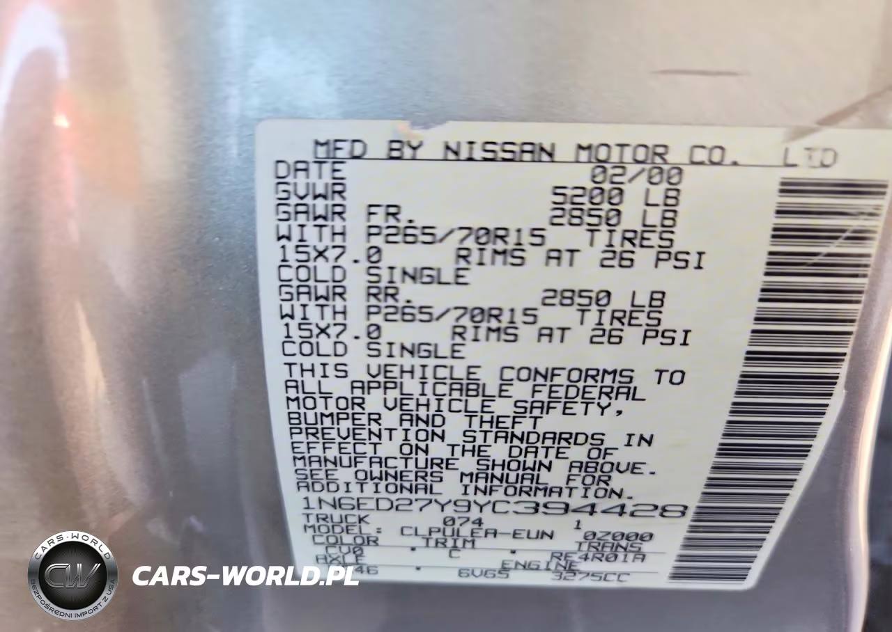 2000 Nissan Frontier Crew Cab Xe VIN:1N6ED27Y9YC394428 - 12