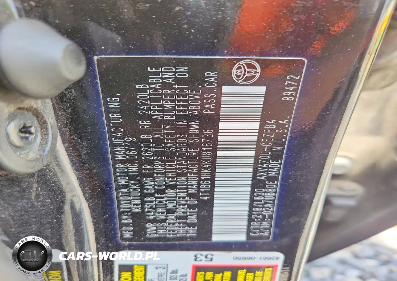 2019 Toyota Camry Xse VIN:4T1B61HK4KU816736 - 12