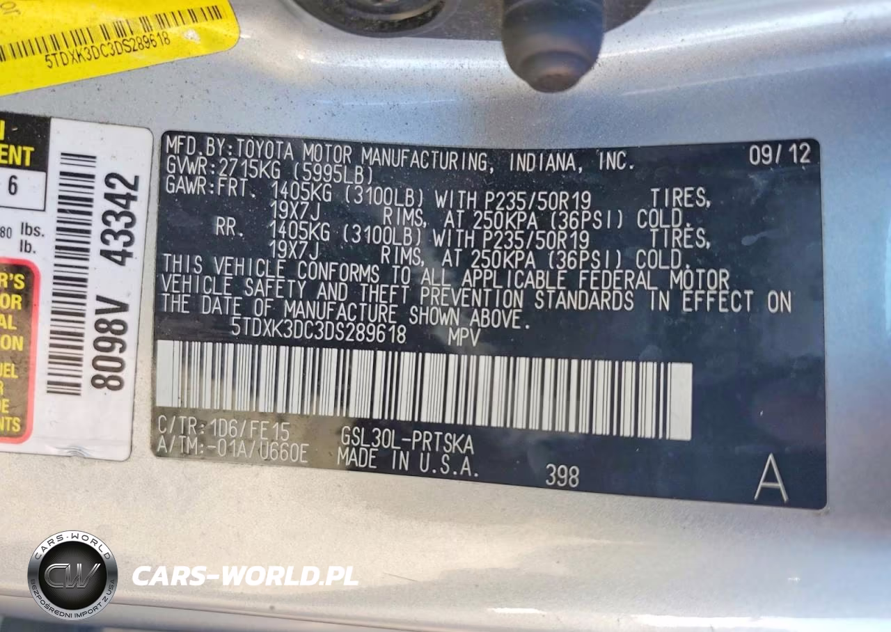 2013 Toyota Sienna Sport VIN:5TDXK3DC3DS289618 - 13