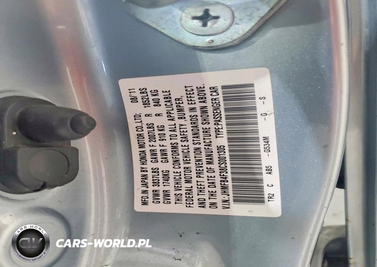 2012 Honda Civic Hybrid L VIN:JHMFB4F38CS001305 - 12