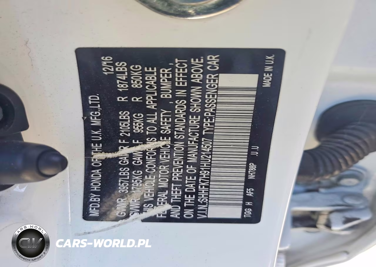 2017 Honda Civic Sport Touring VIN:SHHFK7H91HU214507 - 12