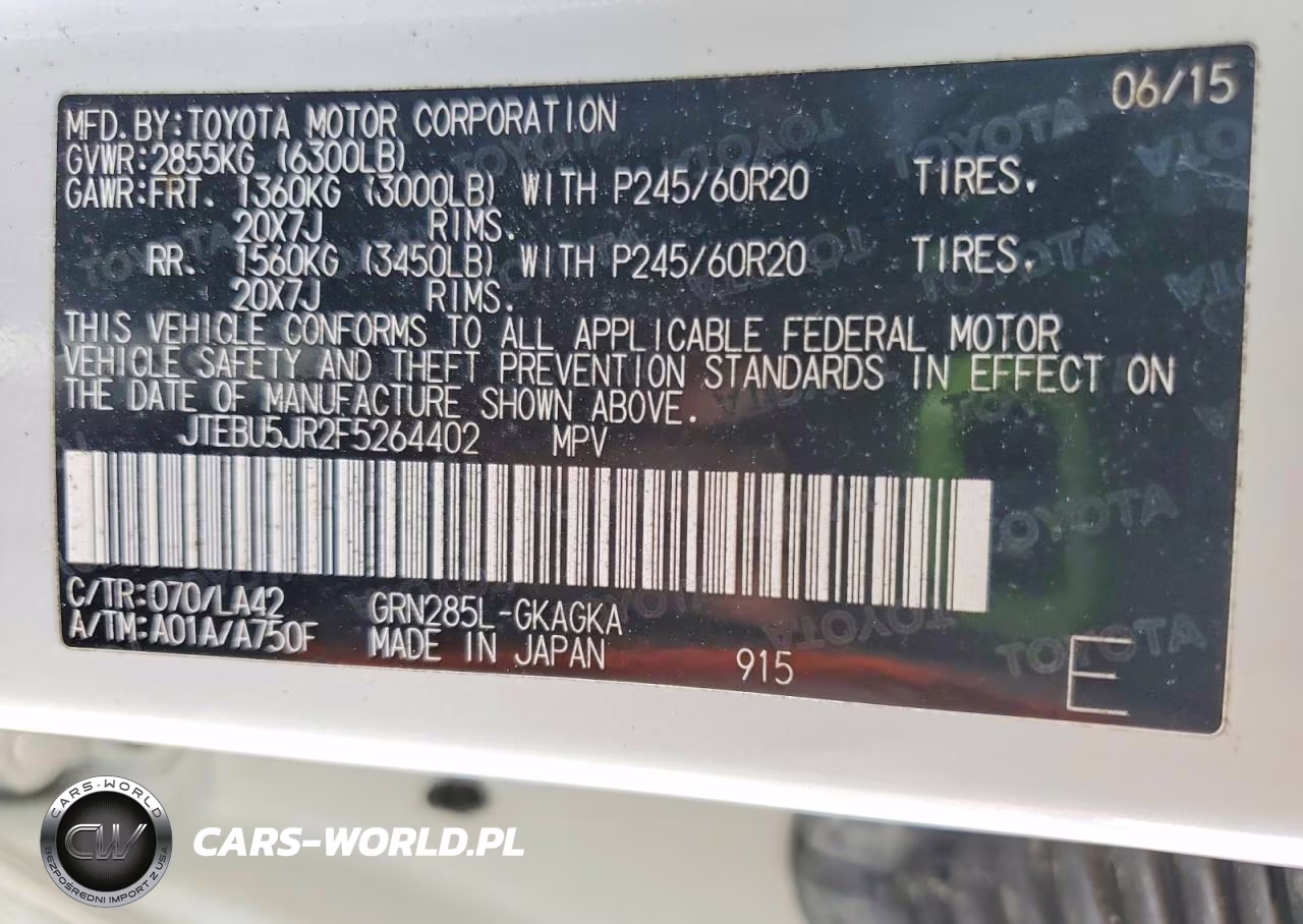 2015 Toyota 4Runner Limited VIN:JTEBU5JR2F5264402 - 14