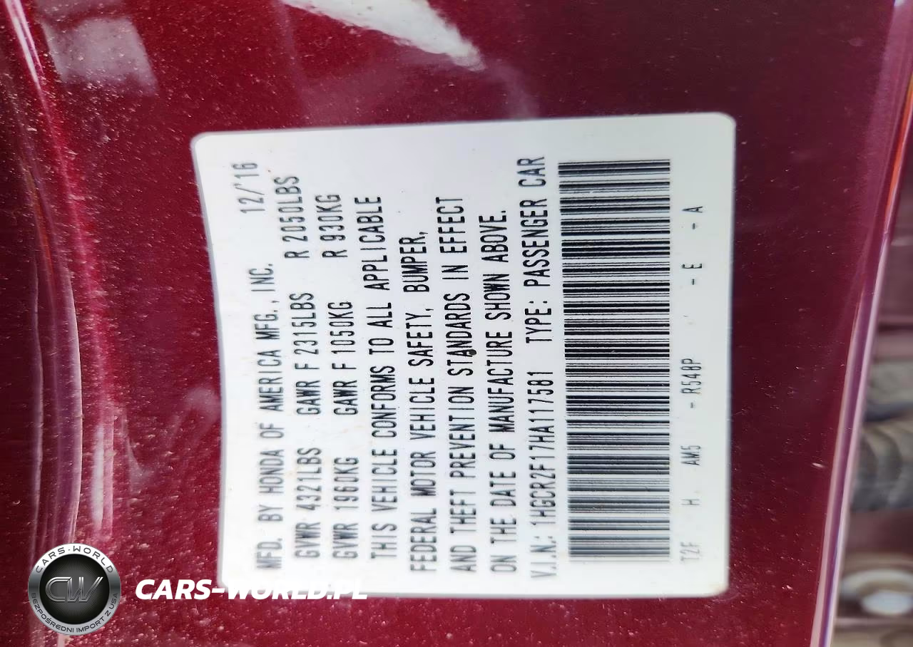 2017 Honda Accord Sport Special Edition VIN:1HGCR2F17HA117581 - 12