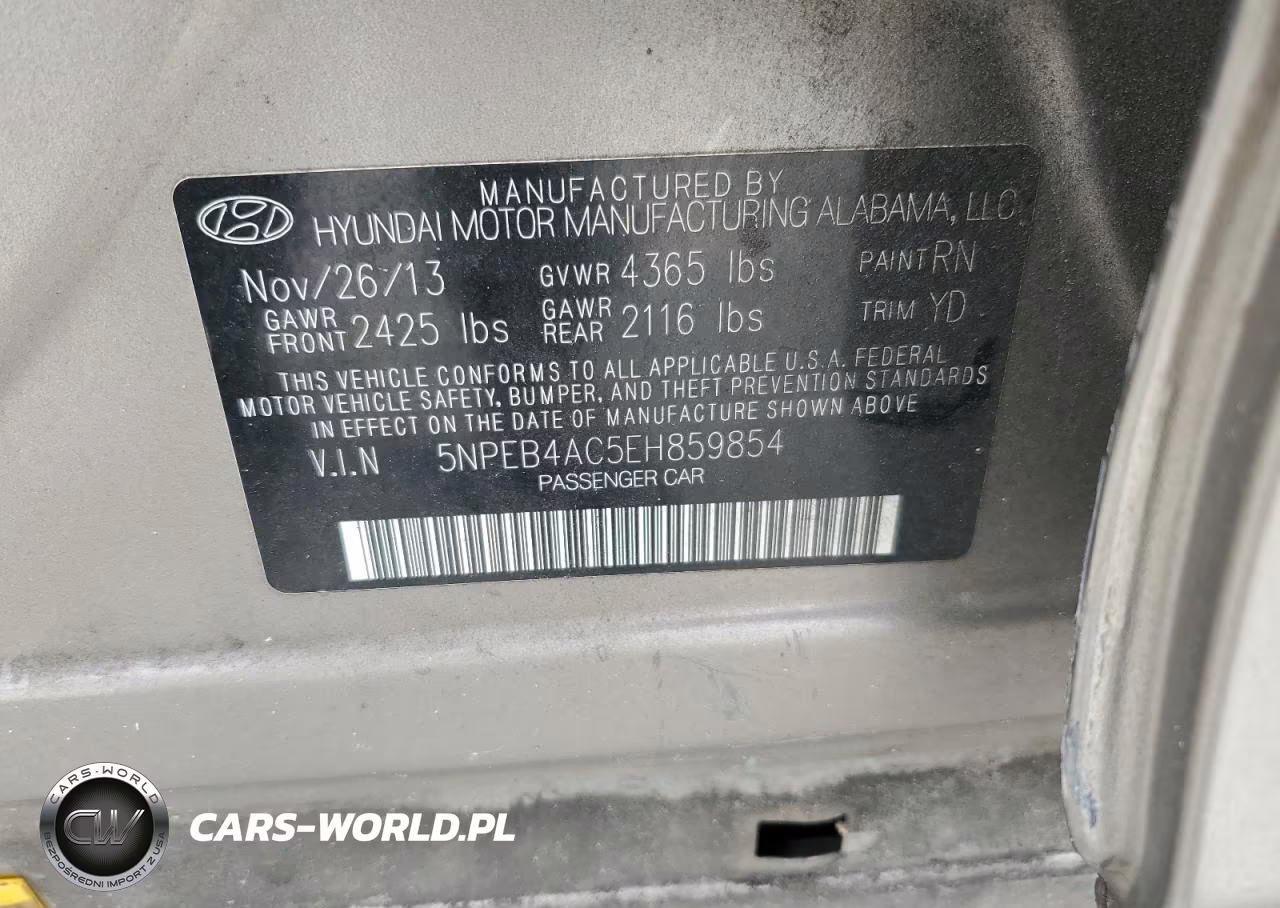 2014 Hyundai Sonata Gls VIN:5NPEB4AC5EH859854 - 13