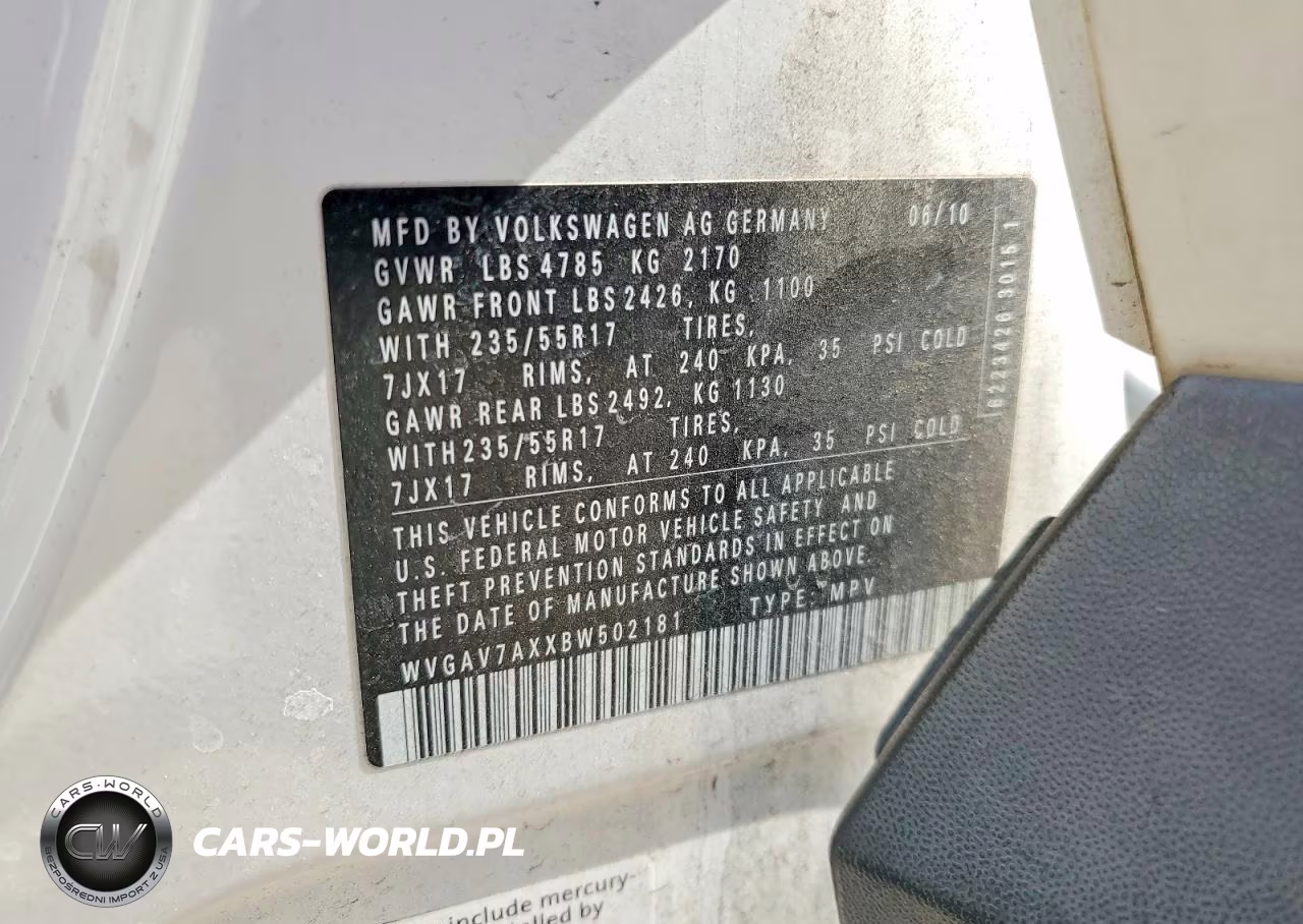 2011 Volkswagen Tiguan S VIN:WVGAV7AXXBW502181 - 12