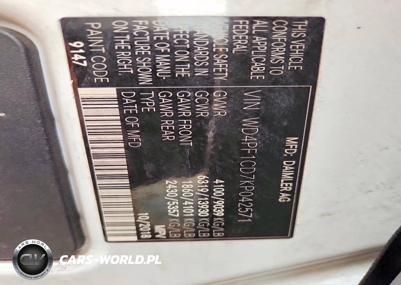 2019 Mercedes-Benz Sprinter 2500-3500 VIN:WD4PF1CD7KP042571 - 13