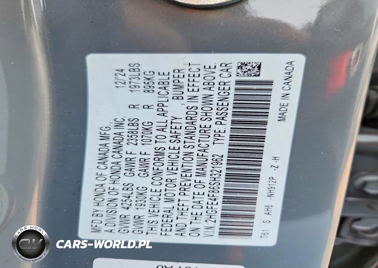 2025 Honda Civic Sport VIN:2HGFE4F86SH321962 - 13