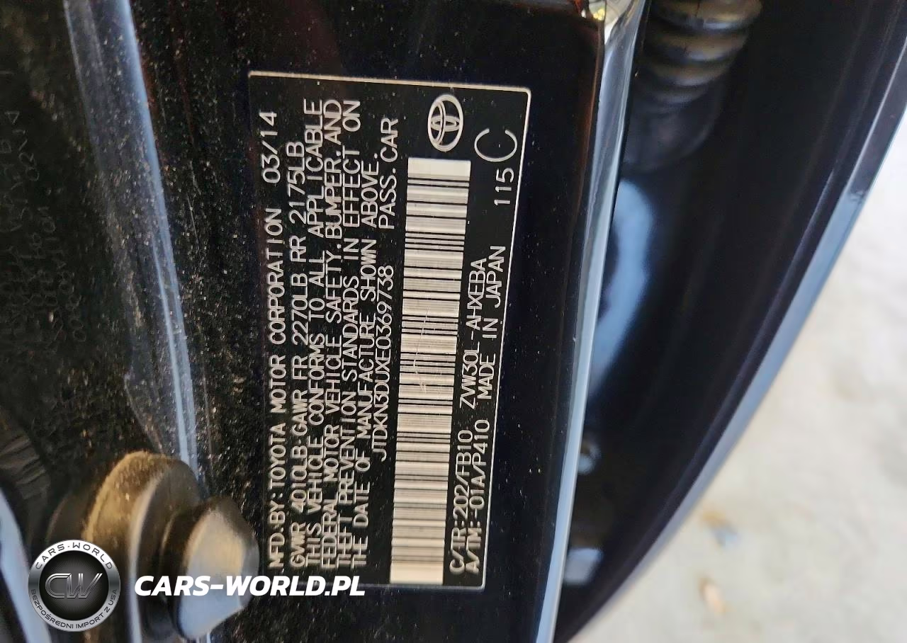 2014 Toyota Prius Two VIN:JTDKN3DUXE0369738 - 12