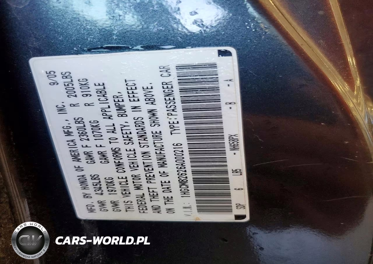 2006 Honda Accord Ex VIN:1HGCM82626A000216 - 12