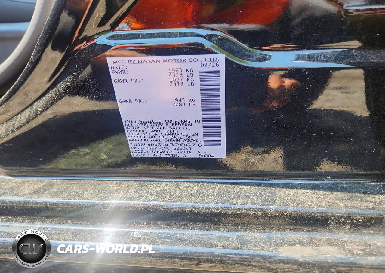 2026 Nissan Altima Sv VIN:1N4BL4DV8TN320676 - 13