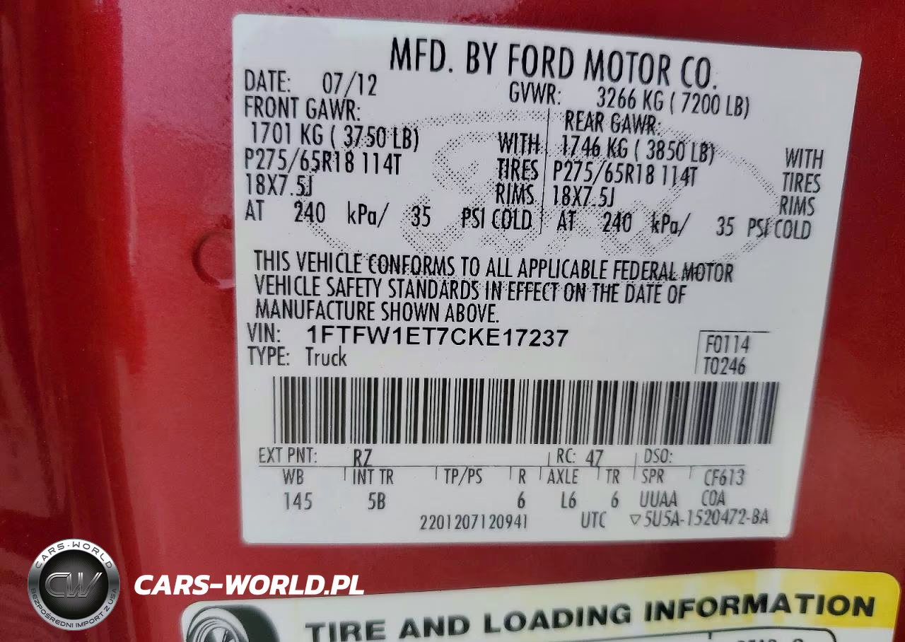 2012 Ford F150 Supercrew VIN:1FTFW1ET7CKE17237 - 12