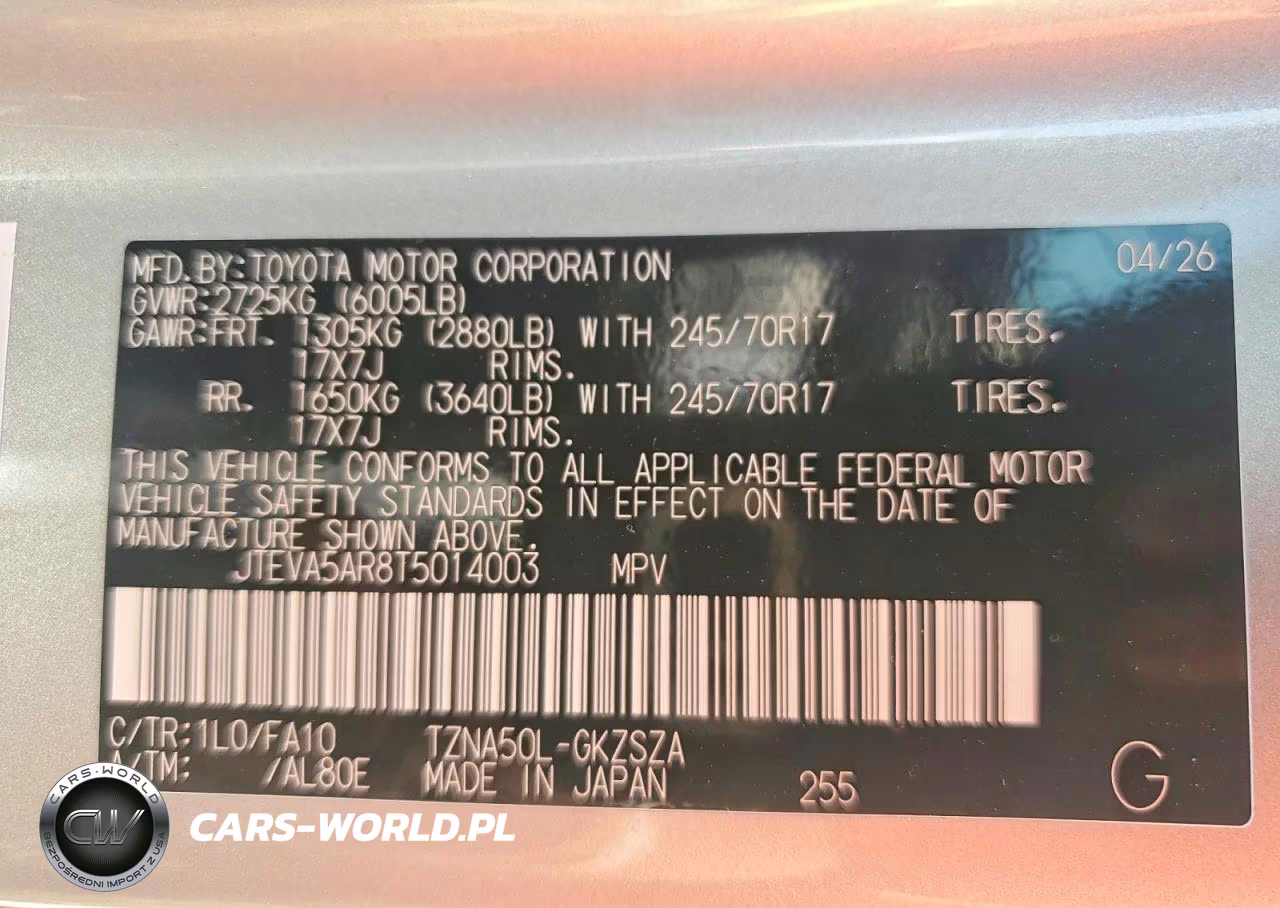 2026 Toyota 4Runner Sr5 VIN:JTEVA5AR8T5014003 - 14