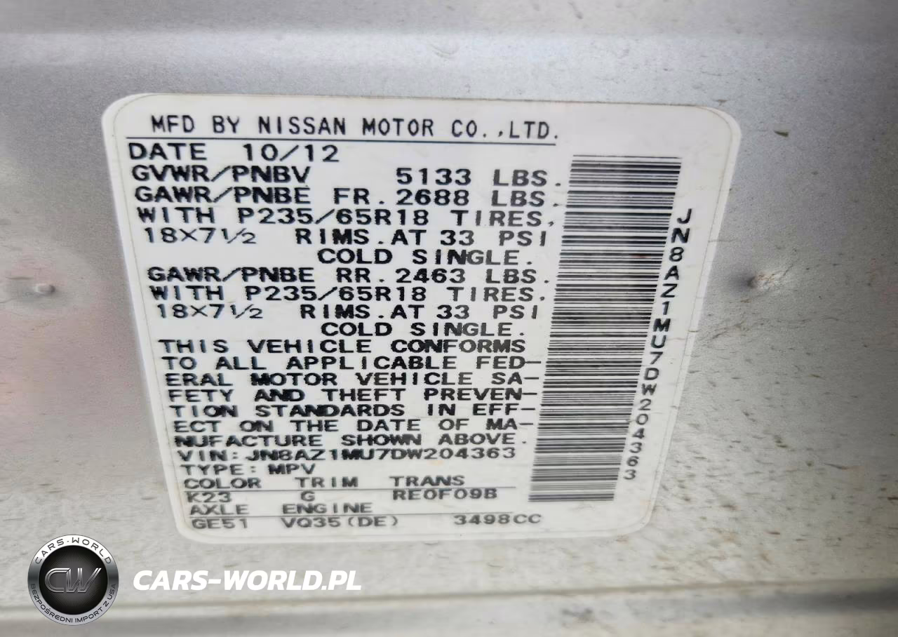2013 Nissan Murano S VIN:JN8AZ1MU7DW204363 - 13