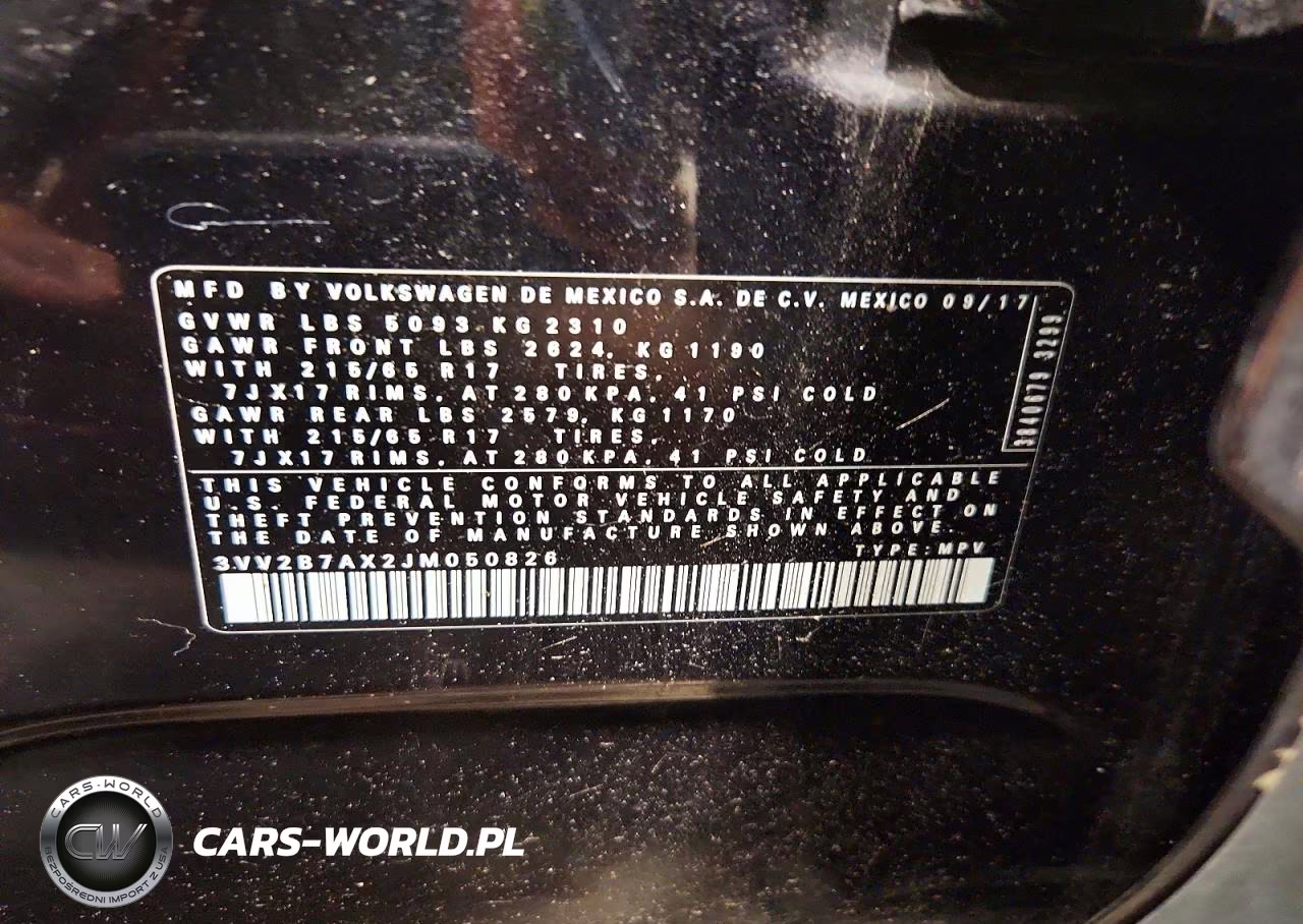 2018 Volkswagen Tiguan Se VIN:3VV2B7AX2JM050826 - 14