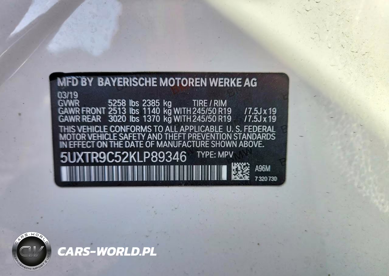 2019 BMW X3 xDrive30I VIN:5UXTR9C52KLP89346 - 13