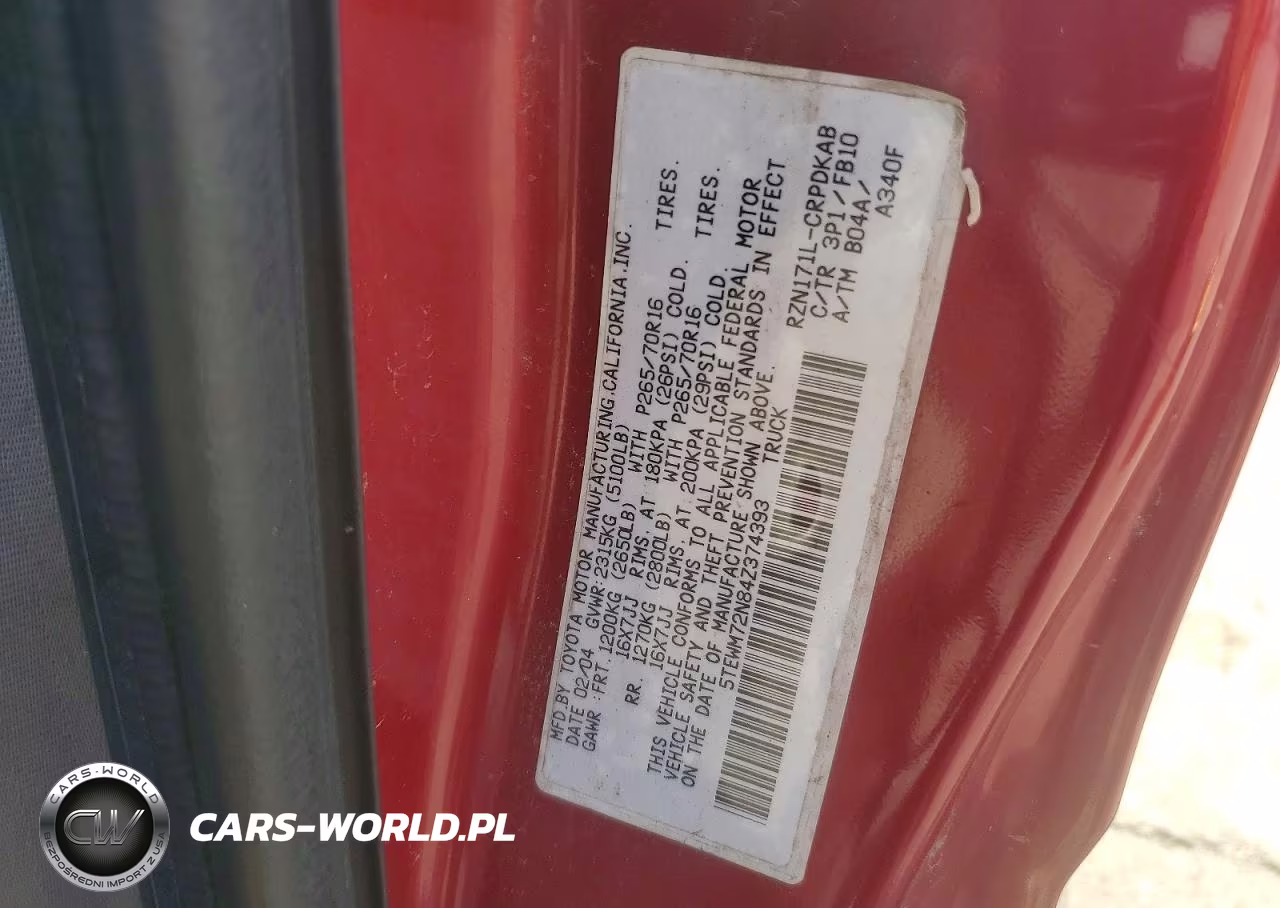 2004 Toyota Tacoma Xtracab VIN:5TEWM72N84Z374393 - 13