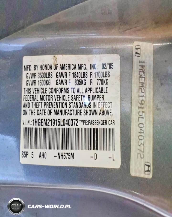2005 Honda Civic Ex VIN:1HGEM21915L040372 - 13