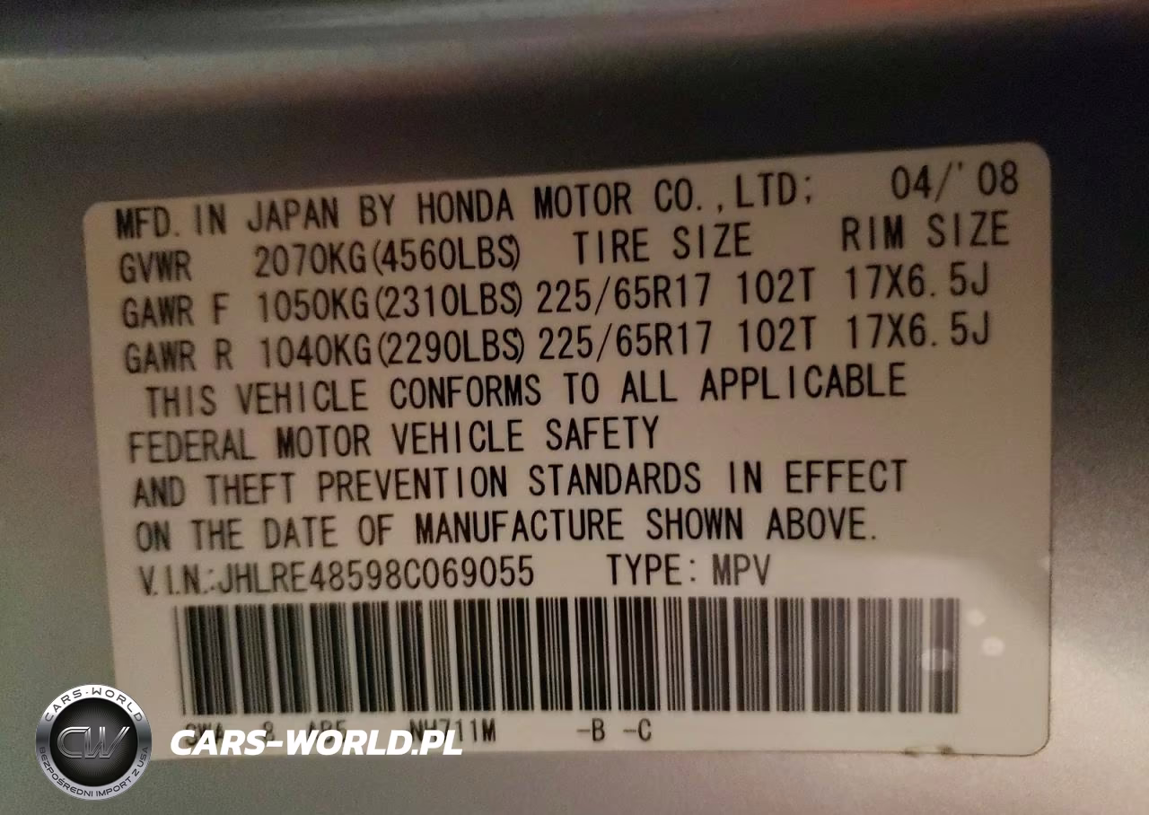 2008 Honda Cr-V Ex VIN:JHLRE48598C069055 - 13