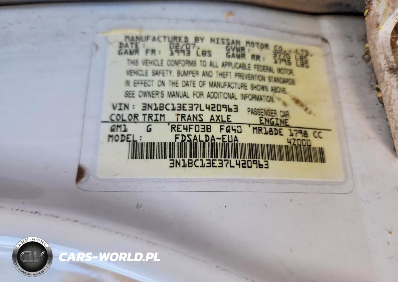 2007 Nissan Versa S-Sl VIN:3N1BC13E37L420963 - 13