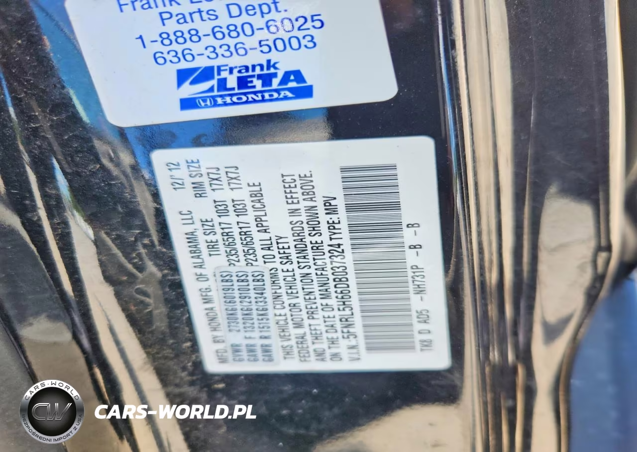 2013 Honda Odyssey Exl VIN:5FNRL5H66DB037324 - 13