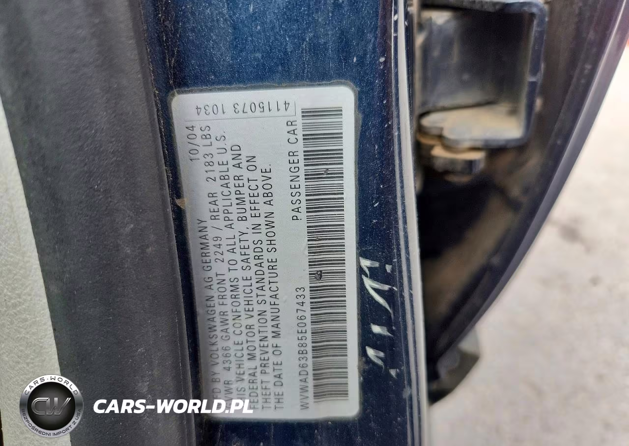 2005 Volkswagen Passat Gls VIN:WVWAD63B85E067433 - 12