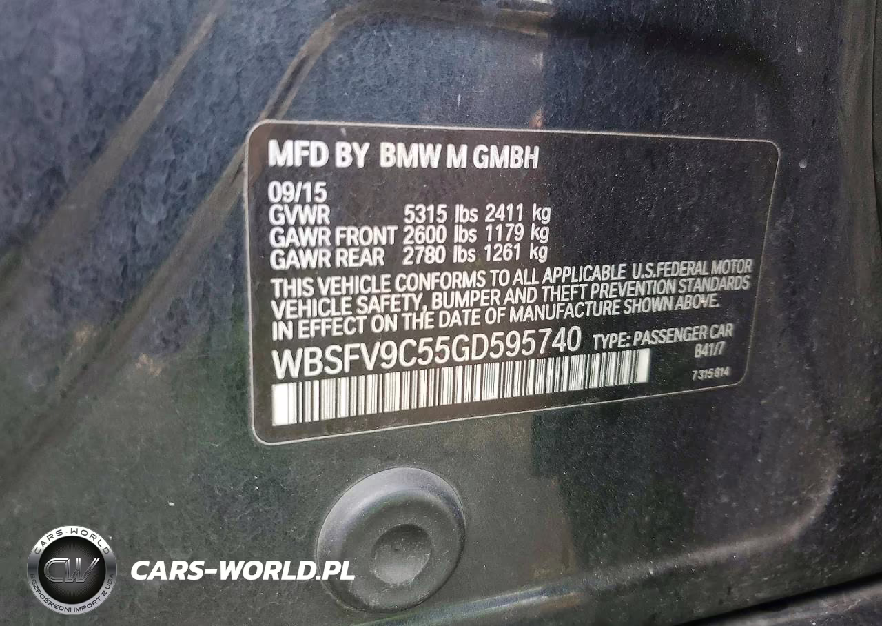 2016 BMW M5 VIN:WBSFV9C55GD595740 - 12