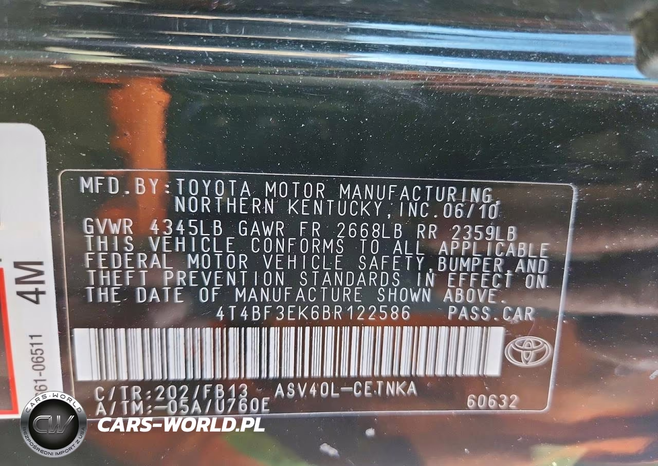 2011 Toyota Camry Le VIN:4T4BF3EK6BR122586 - 12