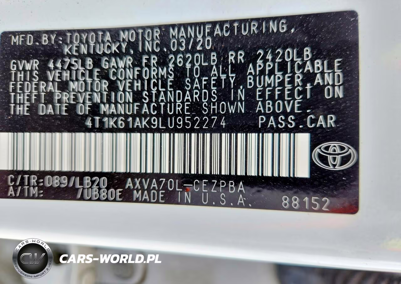 2020 Toyota Camry Xse VIN:4T1K61AK9LU952274 - 12