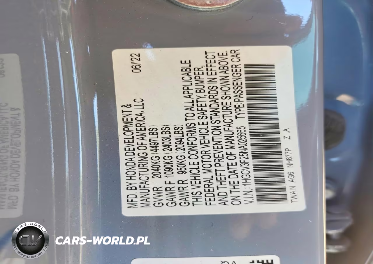 2022 Honda Accord Hybrid Sport VIN:1HGCV3F25NA025665 - 12
