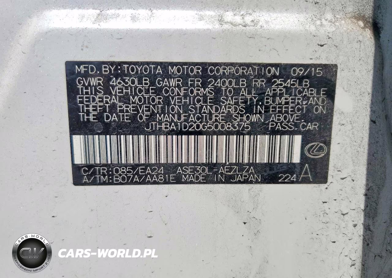 2016 Lexus Is 200T VIN:JTHBA1D20G5008375 - 12