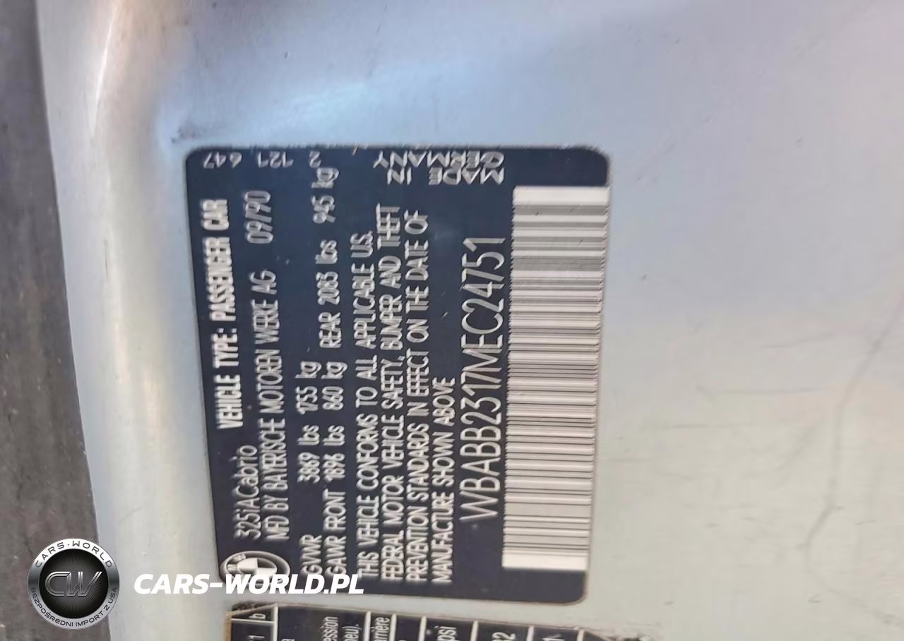 1991 BMW 325 Ic Automatic VIN:WBABB2317MEC24751 - 12