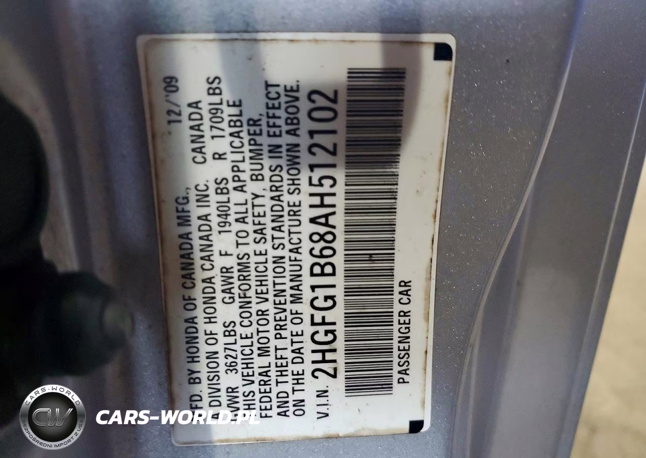 2010 Honda Civic Lx VIN:2HGFG1B68AH512102 - 12