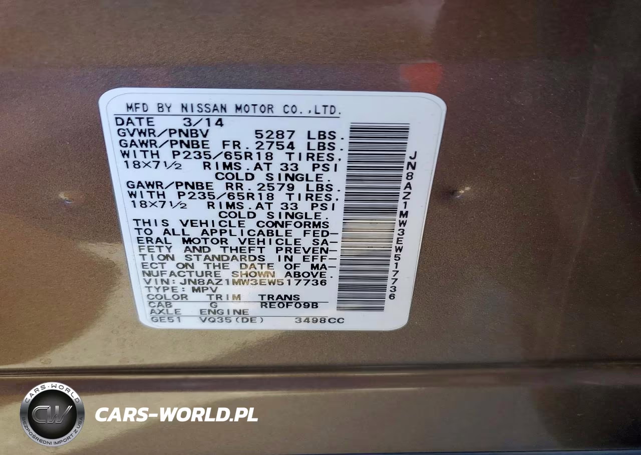 2014 Nissan Murano S VIN:JN8AZ1MW3EW517736 - 12