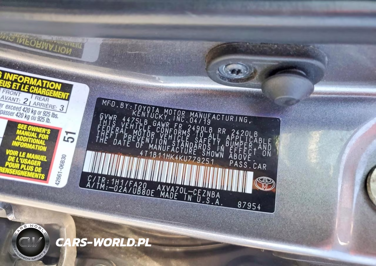 2019 Toyota Camry Le VIN:4T1B11HK4KU779251 - 12