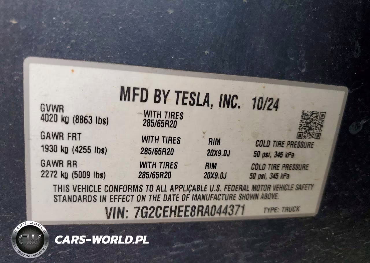 2024 Tesla Cybertruck VIN:7G2CEHEE8RA044371 - 13