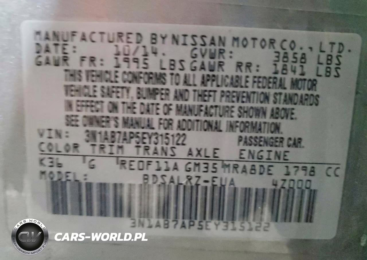 2014 Nissan Sentra Sr VIN:3N1AB7AP5EY315122 - 12