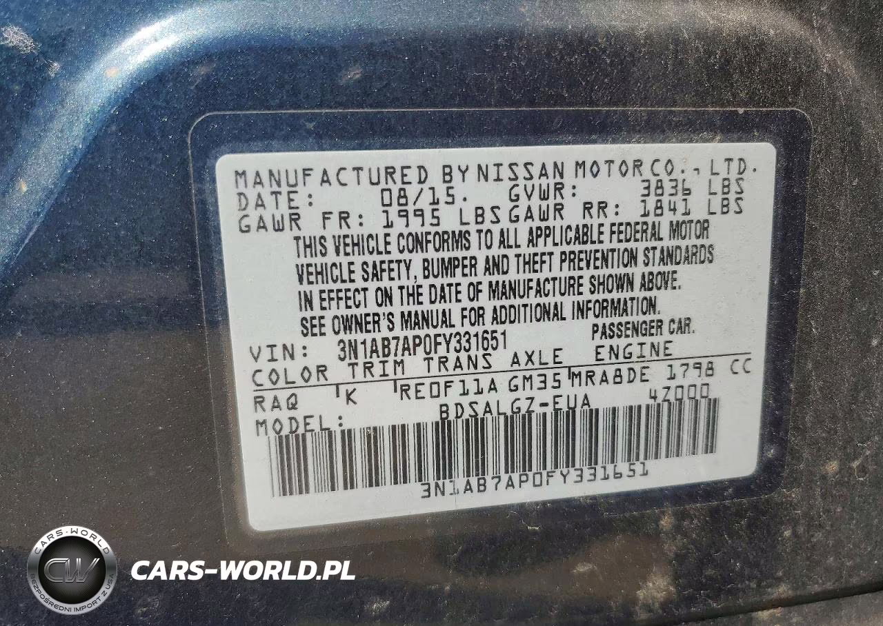 2015 Nissan Sentra Sl VIN:3N1AB7AP0FY331651 - 12