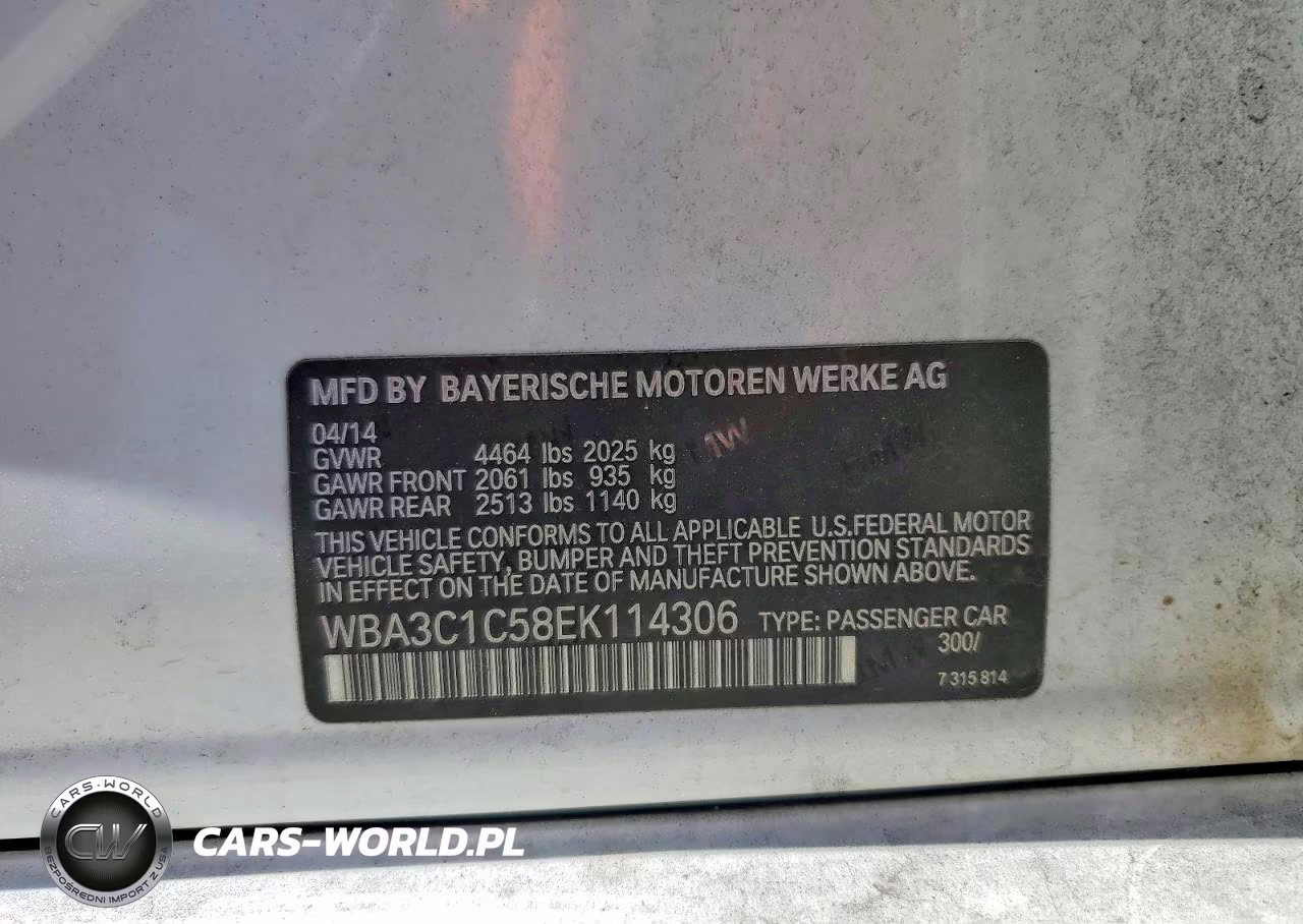 2014 BMW 328 I Sulev VIN:WBA3C1C58EK114306 - 12