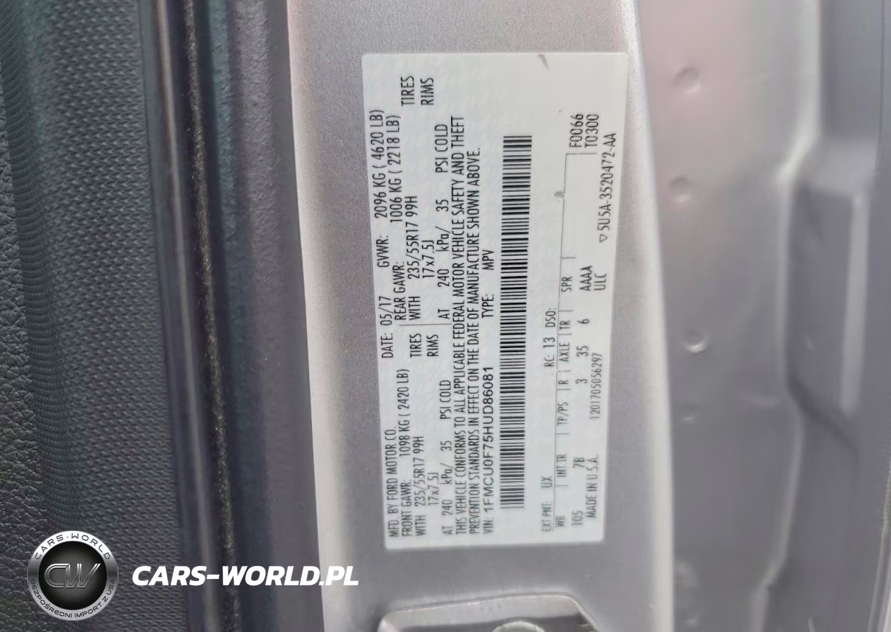 2017 Ford Escape S VIN:1FMCU0F75HUD86081 - 13