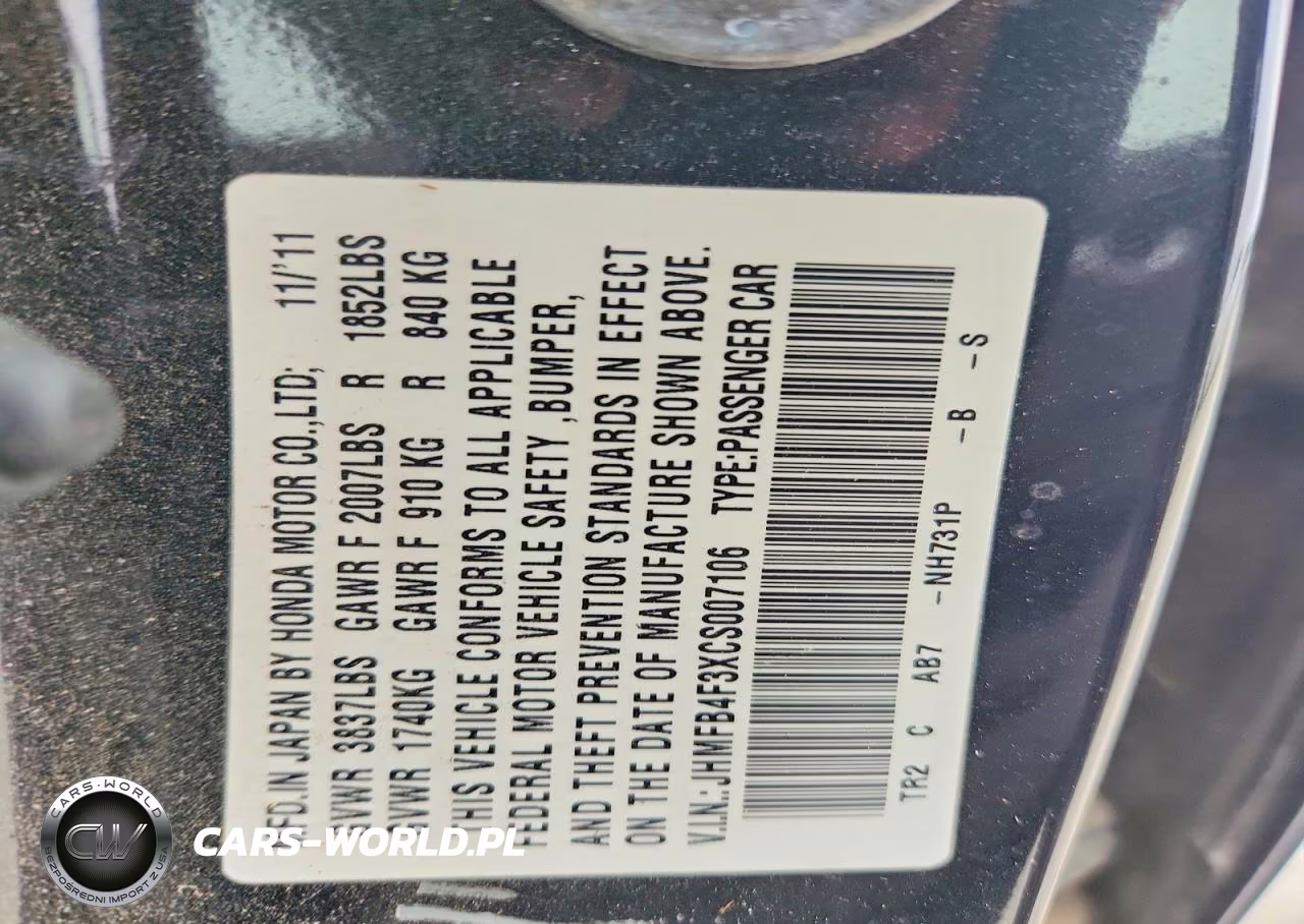 2012 Honda Civic Hybrid L VIN:JHMFB4F3XCS007106 - 12