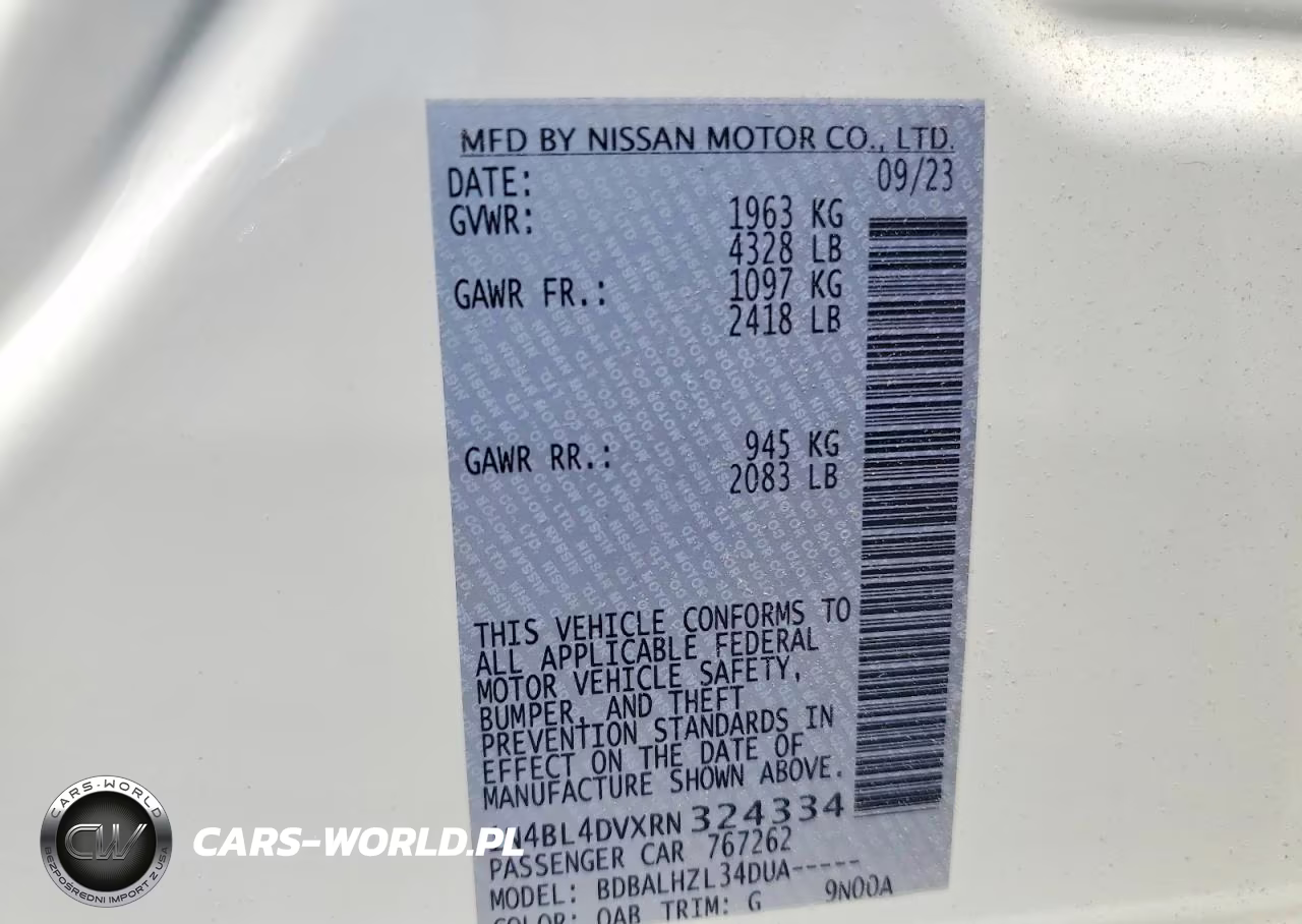 2024 Nissan Altima VIN:1N4BL4DVXRN324334 - 12