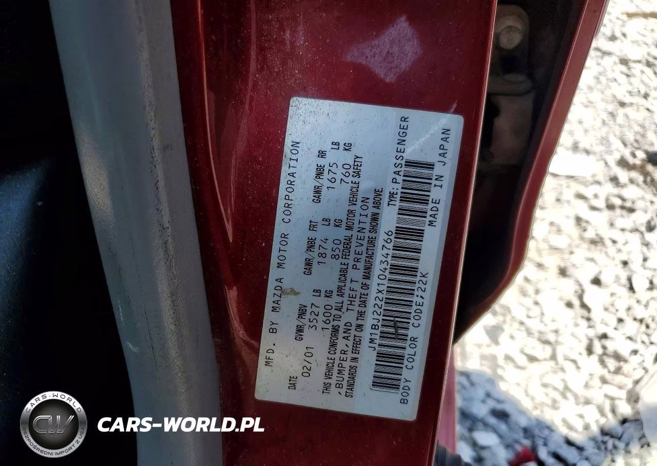 2001 Mazda Protege Dx VIN:JM1BJ222X10434766 - 12