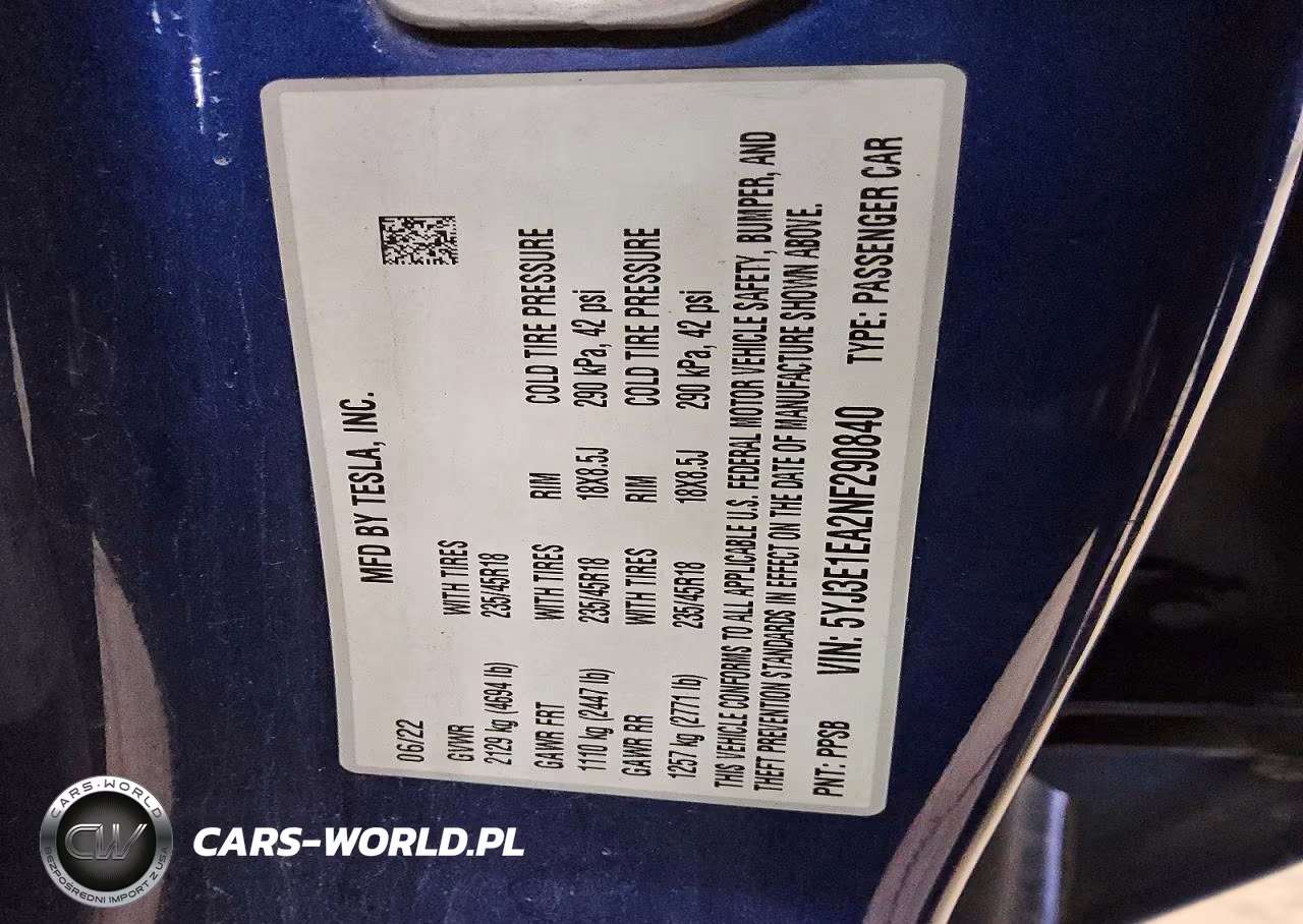 2022 Tesla Model 3 VIN:5YJ3E1EA2NF290840 - 12
