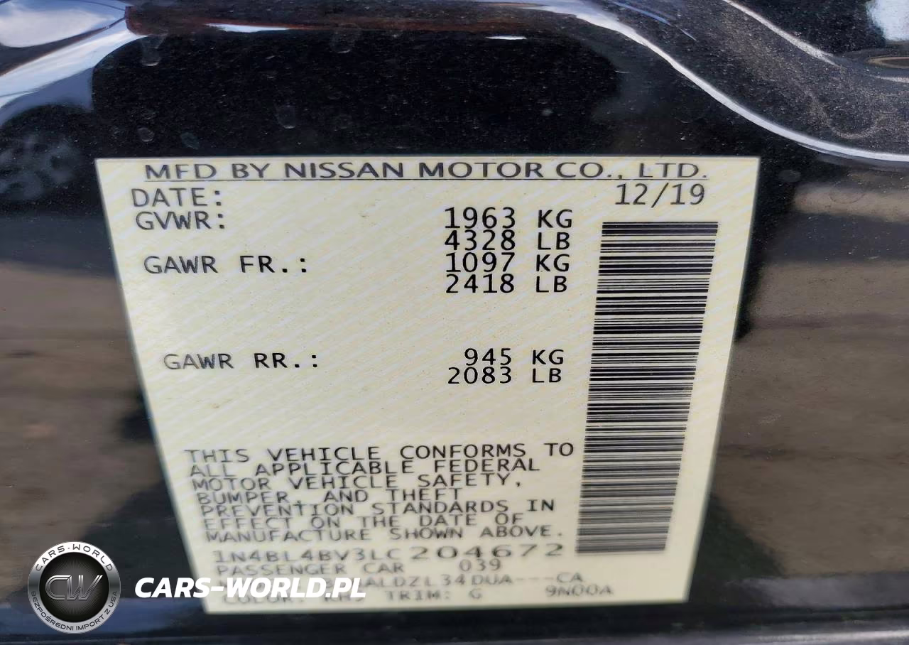 2020 Nissan Altima S VIN:1N4BL4BV3LC204672 - 13