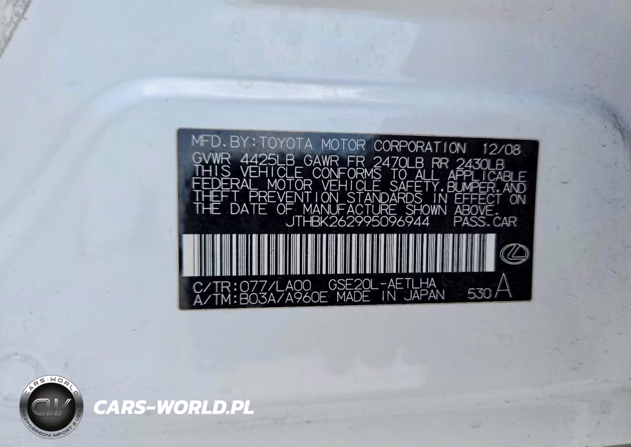 2009 Lexus Is 250 VIN:JTHBK262995096944 - 12