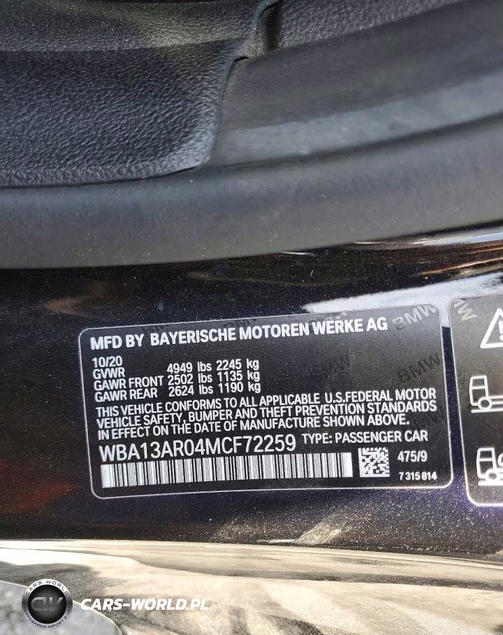 2021 BMW M440Xi VIN:WBA13AR04MCF72259 - 12